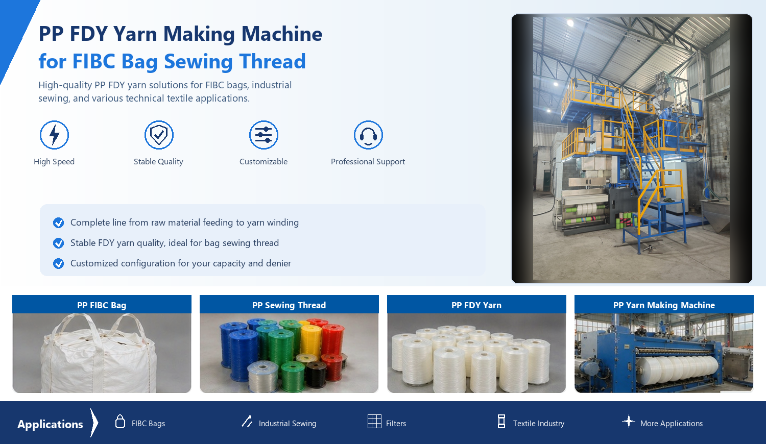 FDY PP Yarn Making Machine for FIBC Bag Sewing Thread